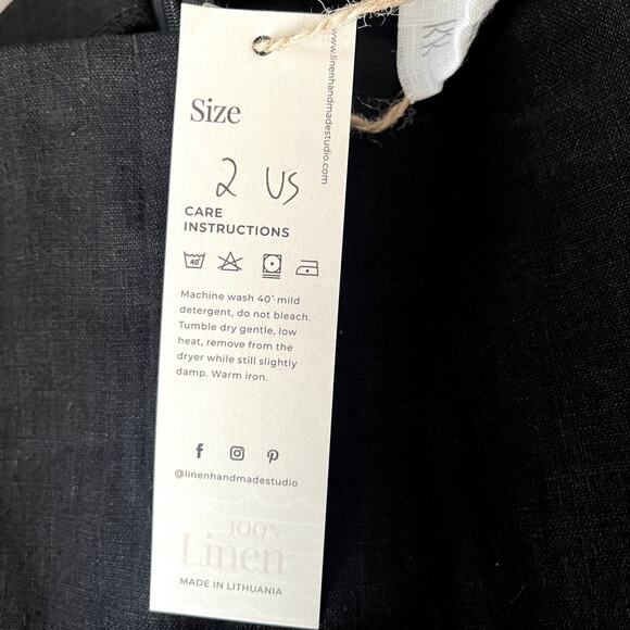 Linen Handmade Studio Black Skirt Size 2 - Picture 10 of 11